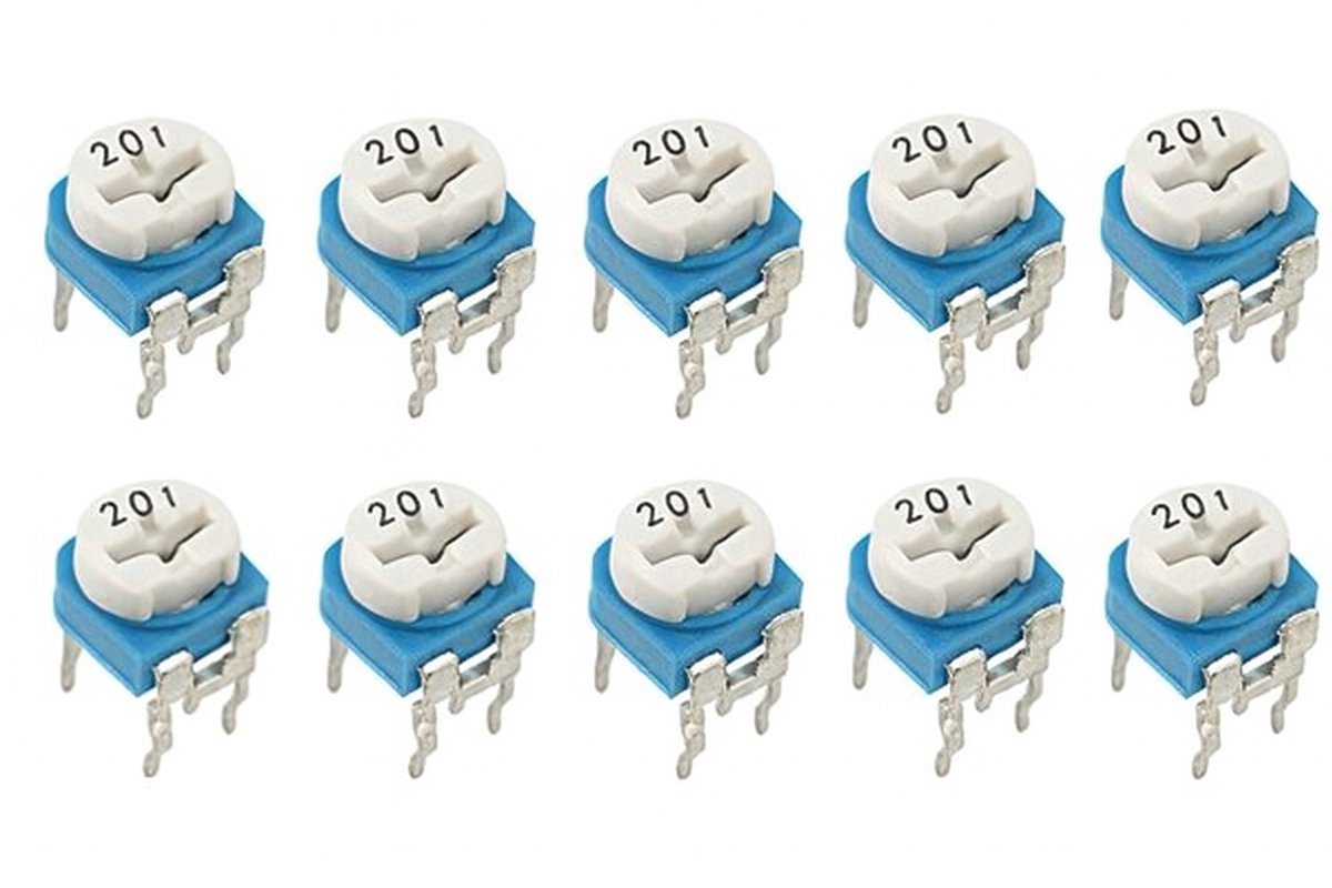 Weerstand regelbaar 200 Ohm RM-065 Trimpot Trimmer Potentiometer 10-stuks RM065-201
