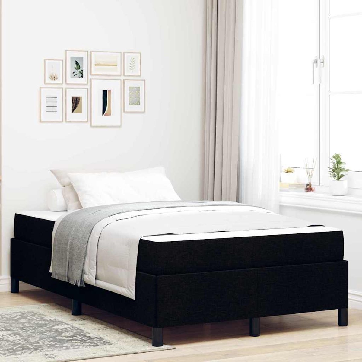 Tweepersoonsbed | Dubbelbed | Volwassenenbed | Boxspring bed Zwart en Zwart 120 x 190 cm