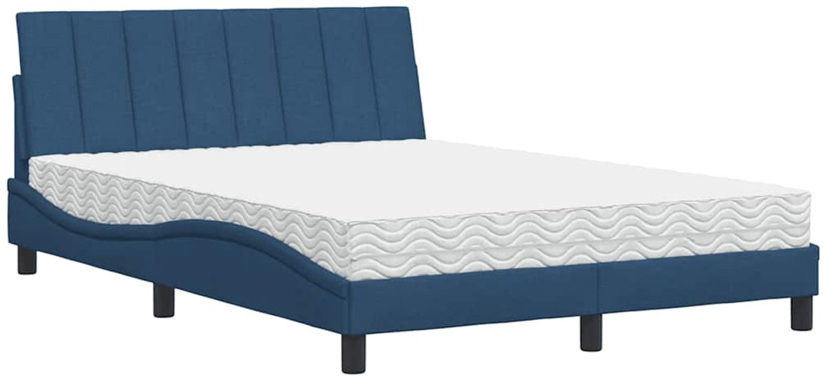 Tweepersoonsbed | Dubbelbed | Volwassenenbed | Bed met matras "Hanko" stof blauw 140x190 cm