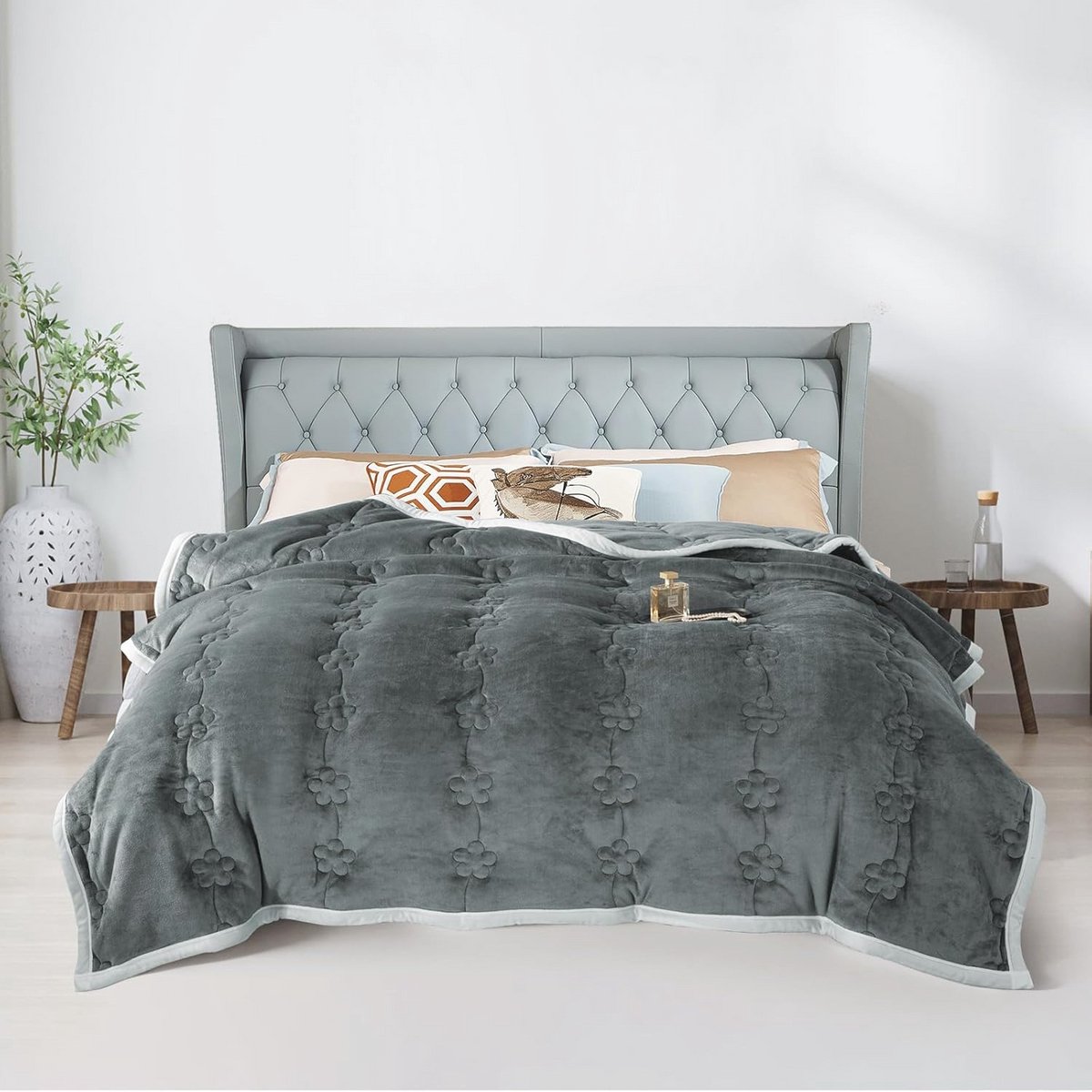 Pluizige fleece deken 200 x 230 cm - zachte en ademende plaid voor bank en fauteuil