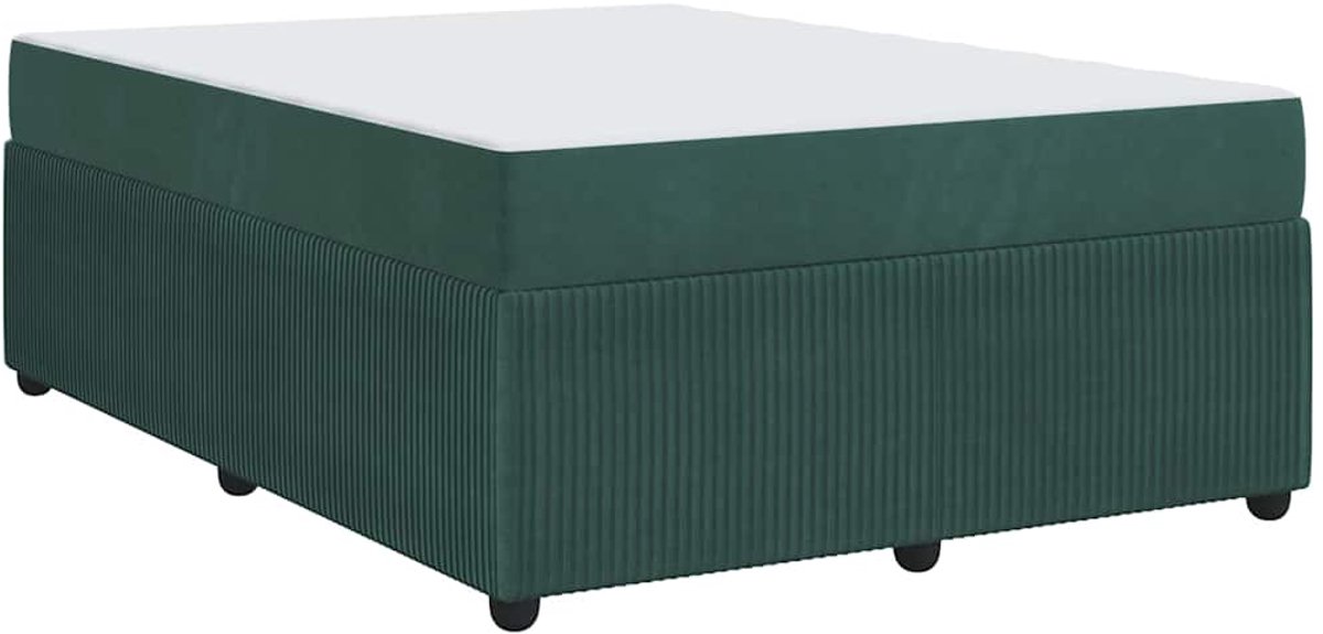 Tweepersoonsbed | Dubbelbed | Volwassenenbed | Bedframe met matras met matras Donkergroen 140 x 200 cm Fluweel