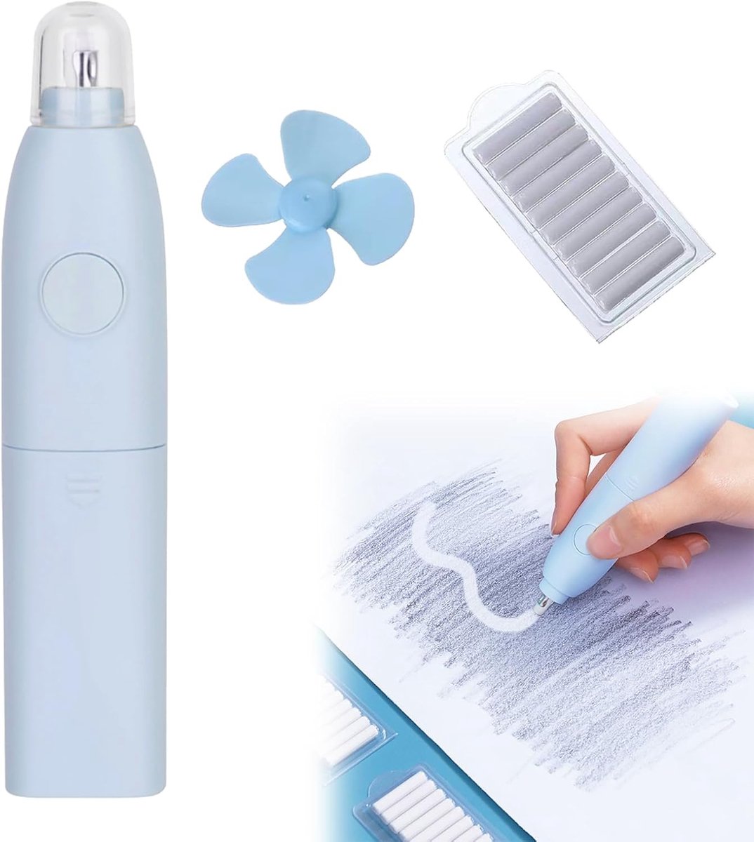 Electric Eraser met 10 Reserve Gummetjes - Precisie Rubber voor Tekenen - Schilderen - Schetsen - Notities - Architectuurprojecten - Cadeaus voor Kinderen