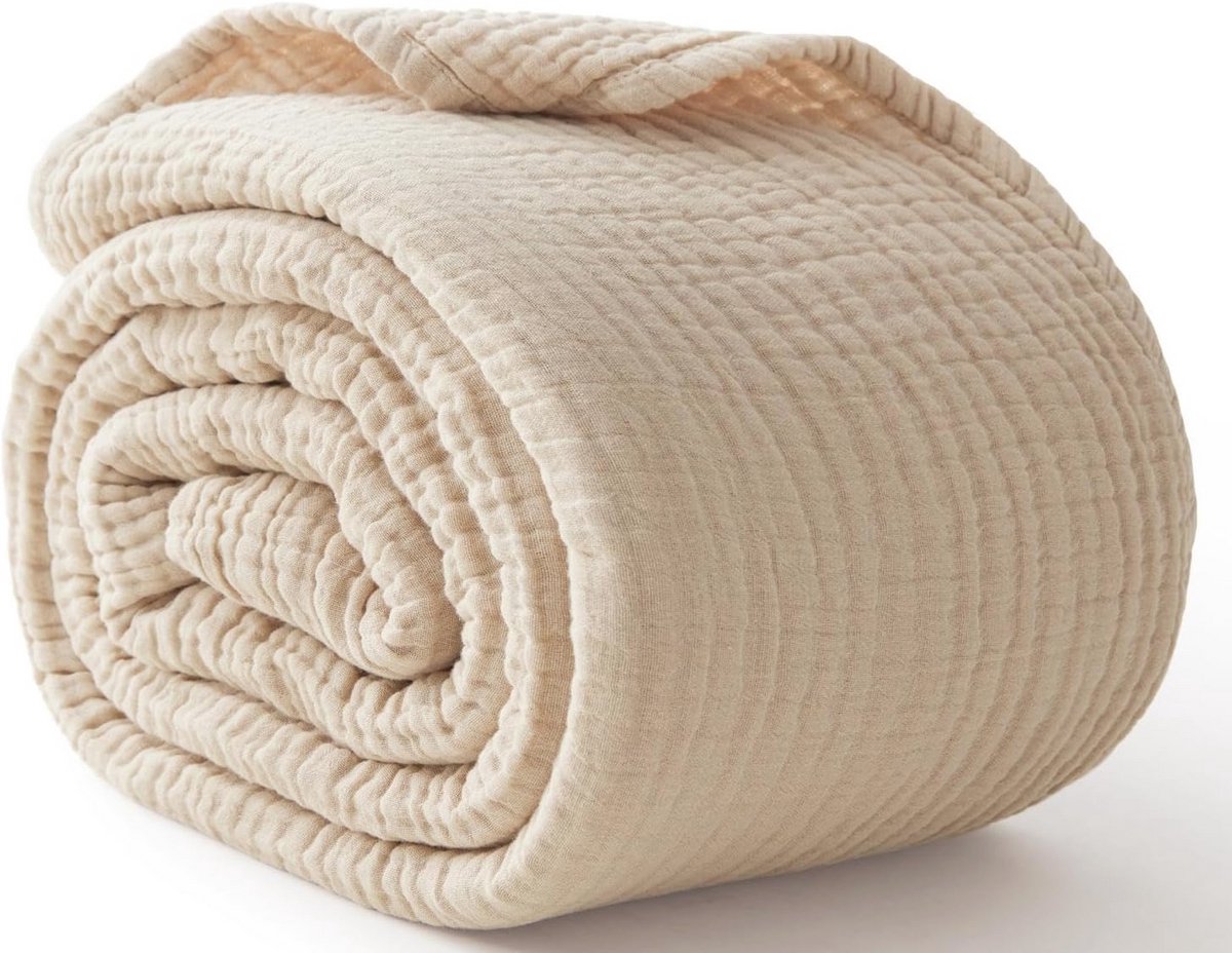 Large 100% Cotton Muslin Blanket 50 x 69 Inches - Breathable and Lightweight All-Season Sofa Duvet Bedspread