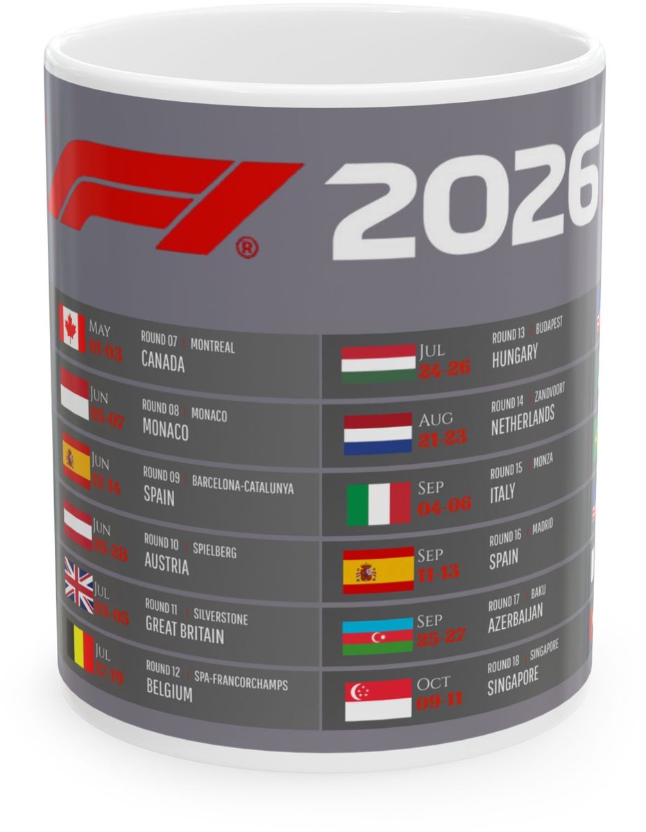 Plot-Twister - Formule 1 2026 - Kalender - Mok 330 ML - Keramische Mok 330ml Formule 1 2026 Kalender - F1