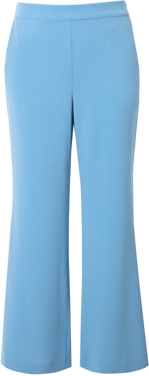Ulla Popken - Dames - Pantalon wijde rechte pijp elastische tailleband - Licht korenbloem - Maat 42