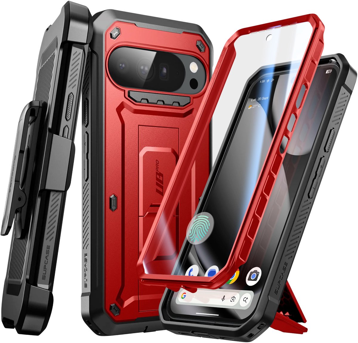 Supcase, Volledige hoes voor Google Pixel 10 Pro XL MagSafe Unicorn Beetle Pro-serie, Zwart / Rood