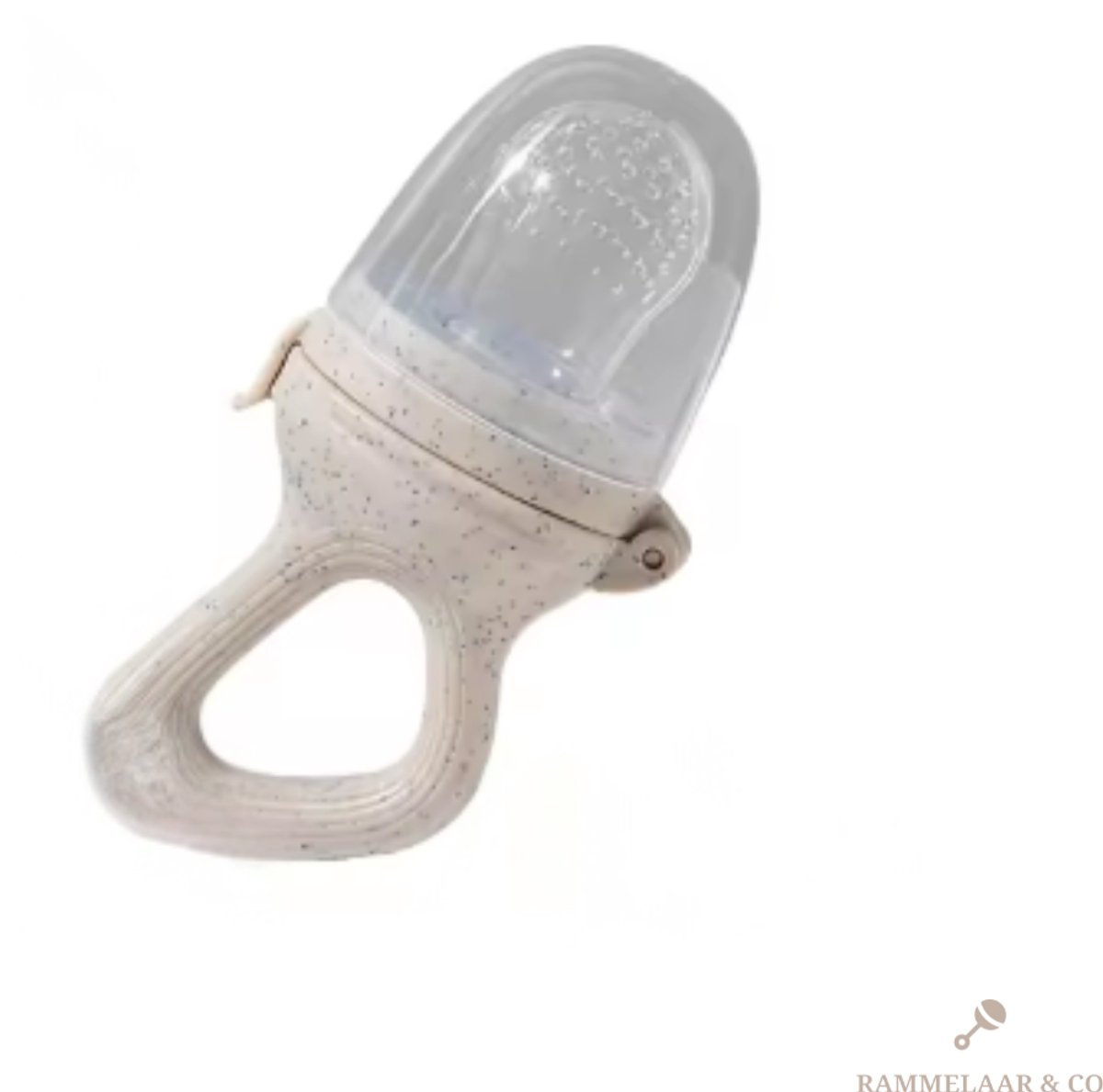 Rammelaar&Co baby fruitspeen & bijtspeen – BPA-vrij Silicone – Voor Nieuwe Smaken & Tandjes – Beschermkap – Beige