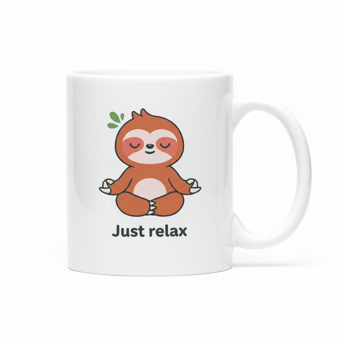 “Just Relax” Luiaard Mok – Schattige Ontspan & Mindfulness Koffiemok 330 ml