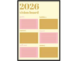 Poster 2026 Vision board - 30x40 cm - Kalender - Planner poster - WALLLL - Exclusief lijst - Professioneel fotopapier