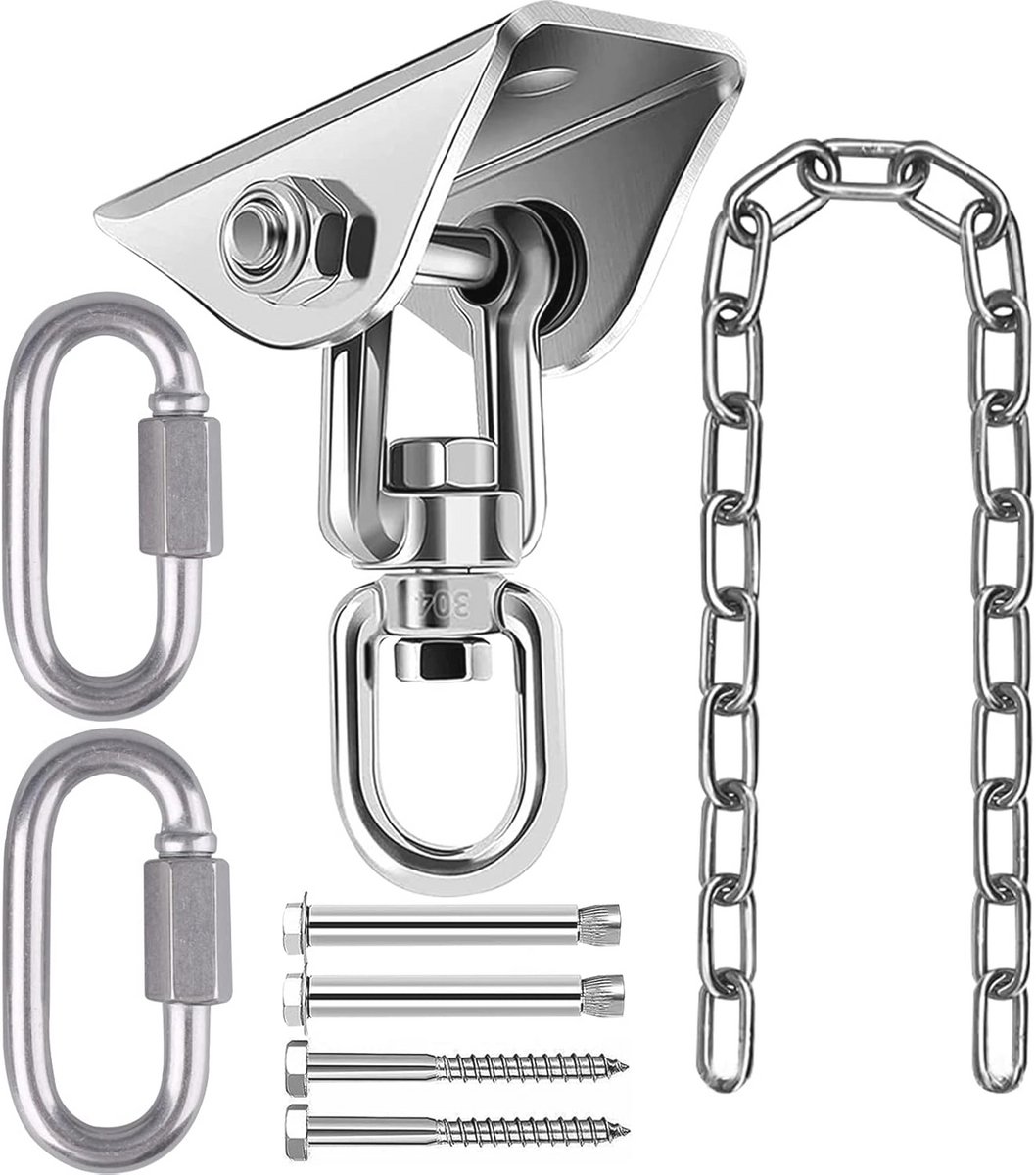 Plafondhaak voor Hangstoel met Verlengketting - Zware Belasting tot 450 kg - 360 Graden Draaibaar