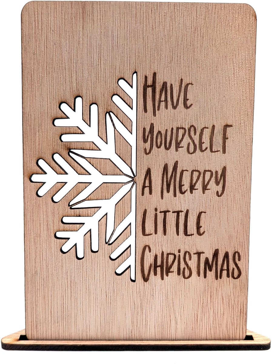 Houten kerstkaart – Have Yourself A Merry Little Christmas – sneeuwvlok kerstkaart – kerstkaart met envelop – luxe kerstkaarten