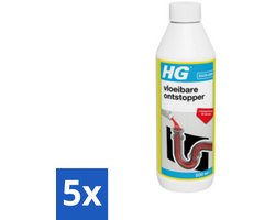 5 x HG Vloeibare Ontstopper 500 ml - Vloeibare Ontstopper - Verstopping Oplossen - Badkamer Ontstopper - Toilet Ontstopper - Douche Ontstopper