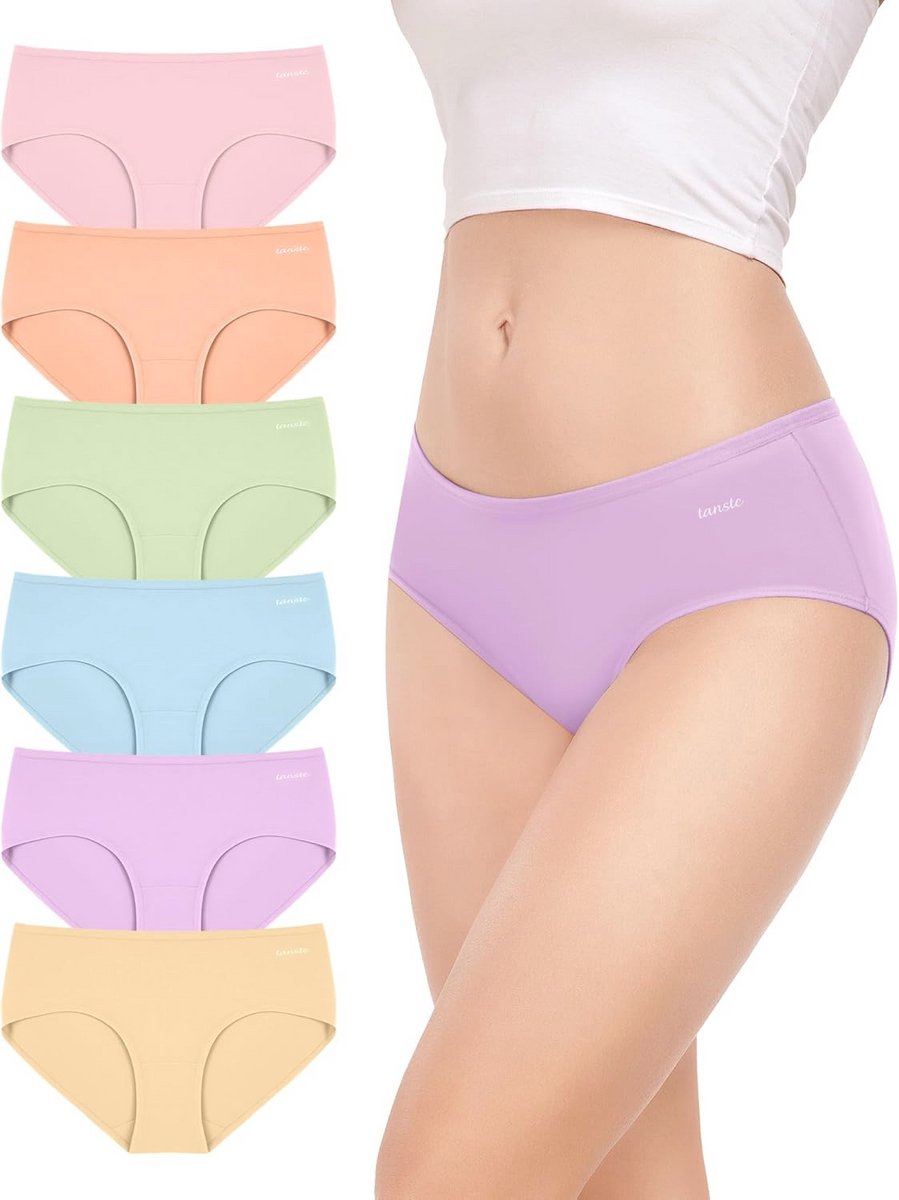 Set van 6 ademende katoenen hipster onderbroeken voor dames - lage taille