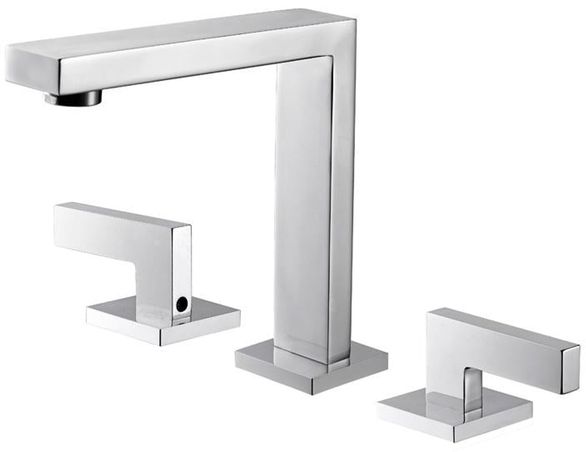 Hudor Wastafelkraan Chroom - Driegats Wastafelmengkraan Verchroomd Messing - Enipée Collectie Klassiek Design - 302