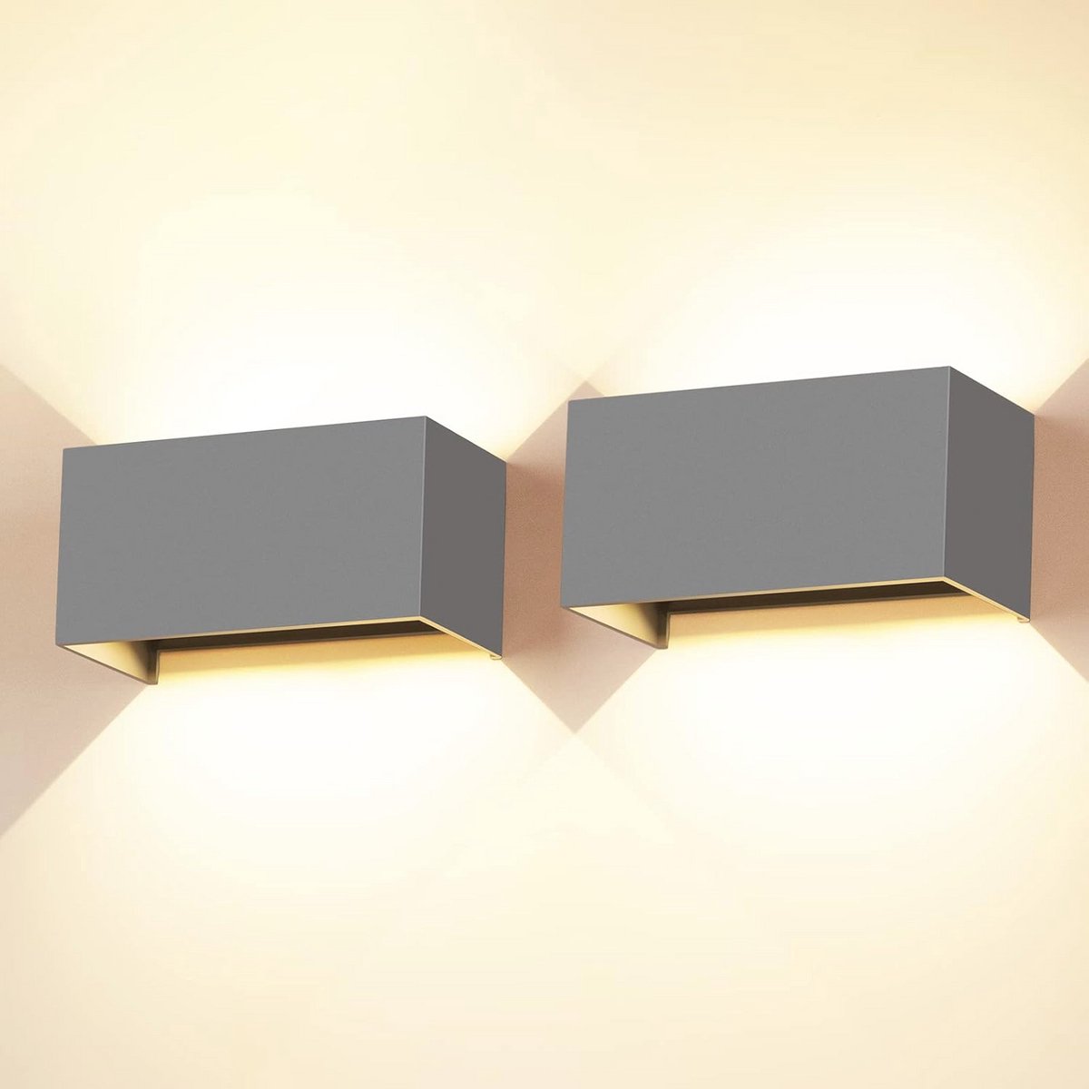 Led-wandlampen voor binnen en buiten, 24 W, instelbare lichtstraal, warmwit 3000 K, IP65 waterdicht