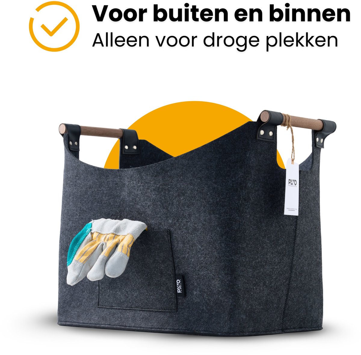 PyroProducts Opbergmand van Vilt - Houtmand voor Haardhout, Dekens & Speelgoed - Wasmand - 60 liter - Antraciet — cadeau in Wonen & Interieur - foto 2