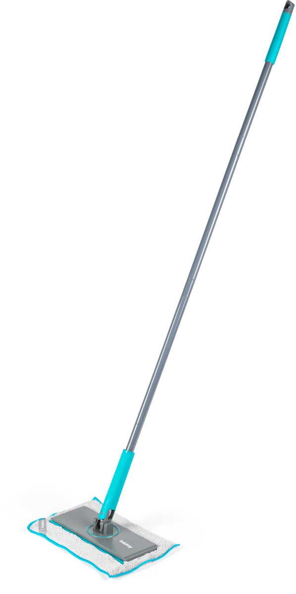 Beldray Anti-Bac Clip-to-Grip All-Surface Mop - Grote Mopkop, Tegels/Vloer/Spiegels, Hygiënische Duwontkoppelhandvat, 360° Zwenkkop, 4 Machinaal Wasbare Doeken, Reinigen & Stofafnemen