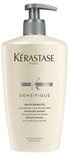 Shampoing Kérastase Densifique Bain Densité dans un flacon crème avec pompe grise. Texte : DENSITÉ, HYALURONIC + GLUCO-PEPTIDES.