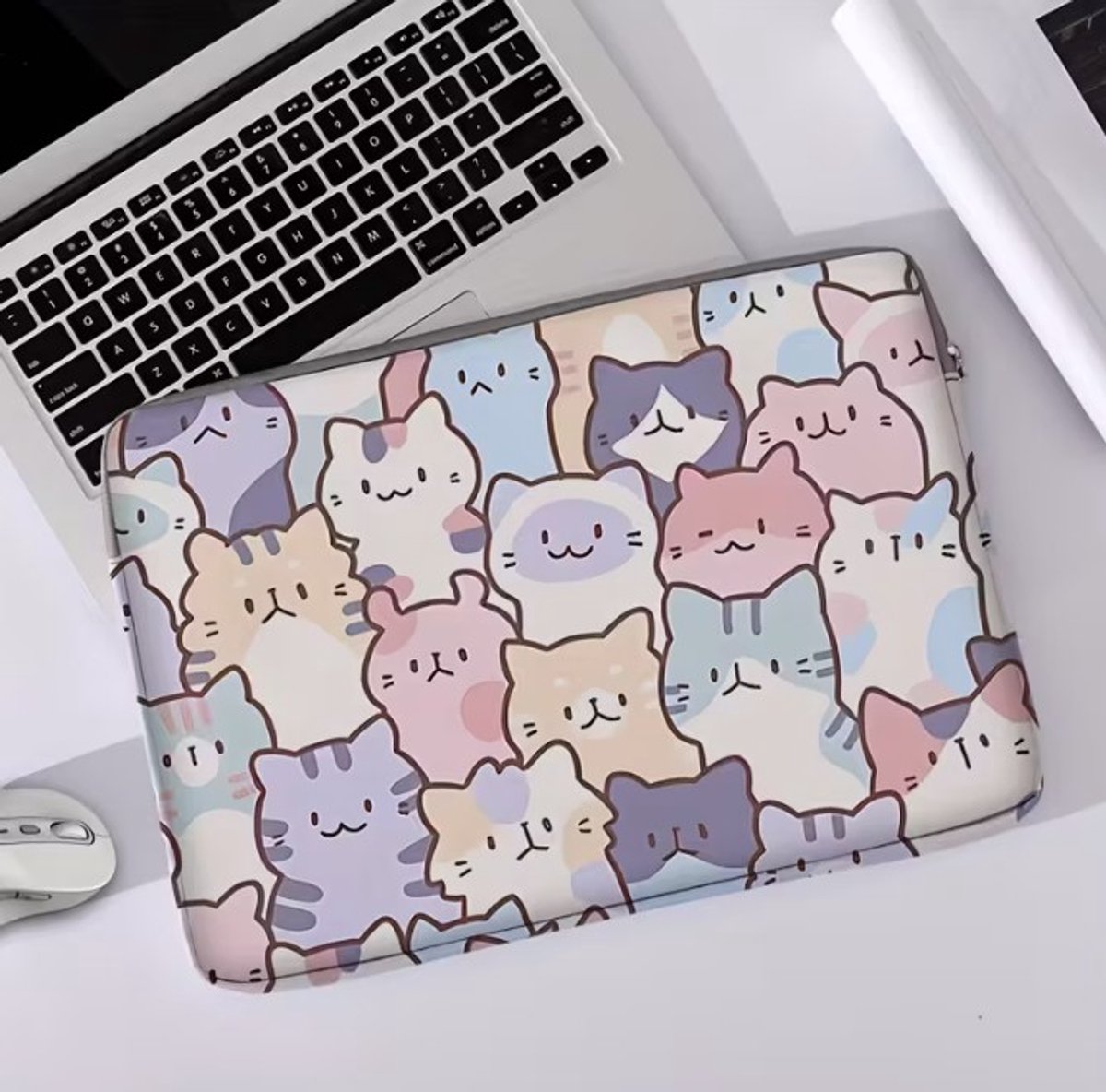 Laptophoes 15,6 inch – Cartoon Katten – Waterafstotend – Kleurrijk & Creatief