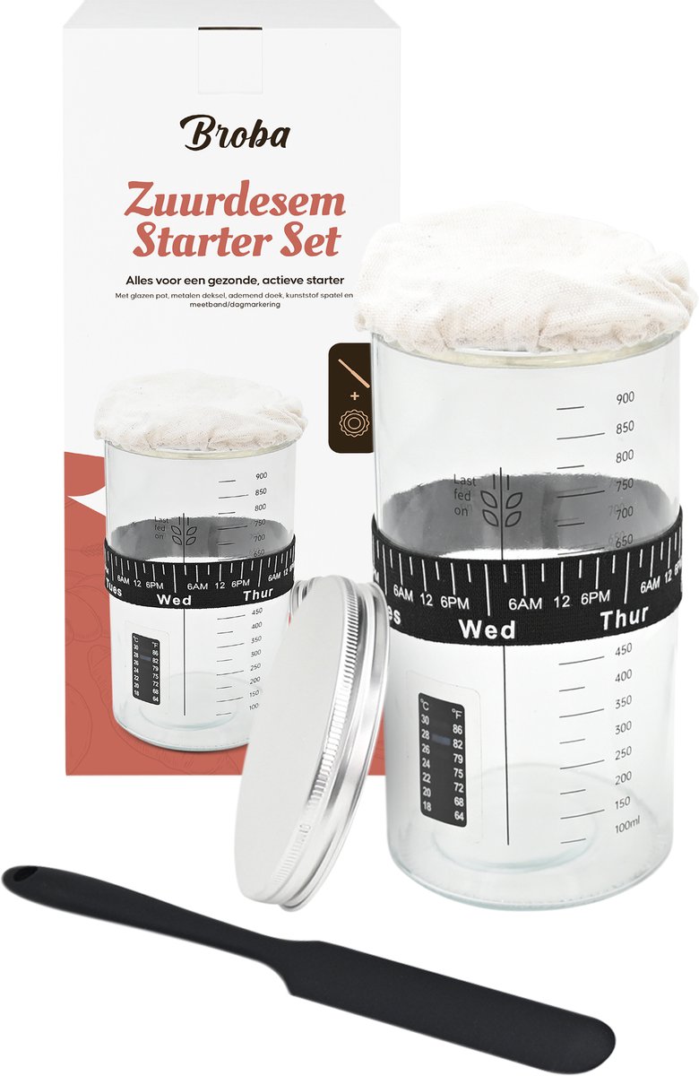 Zuurdesem Starter Set voor zelf Zuurdesem Starter Maken - Fermentatiepot Zuurdesem Brood Maken - Zuurdesem Pot
