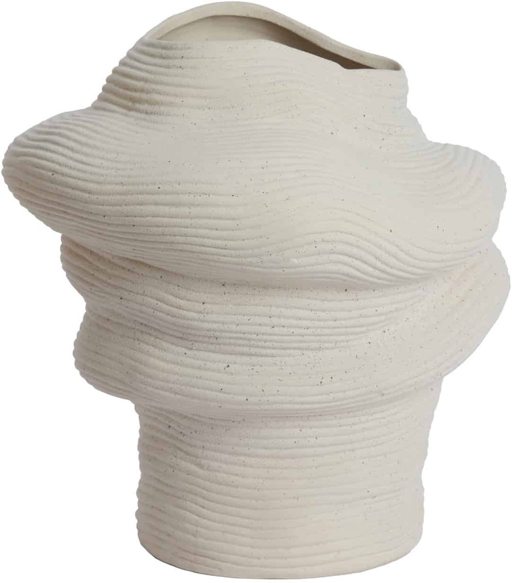 Vaas Luzz - Wit - 33,5x32x34cm - Keramiek - - Bloemenvaas - Woondecoratie - Decoratieve vaas voor woonkamer of slaapkamer - Moederdag - Moederdag cadeautje - Moederdag cadeau voor mama