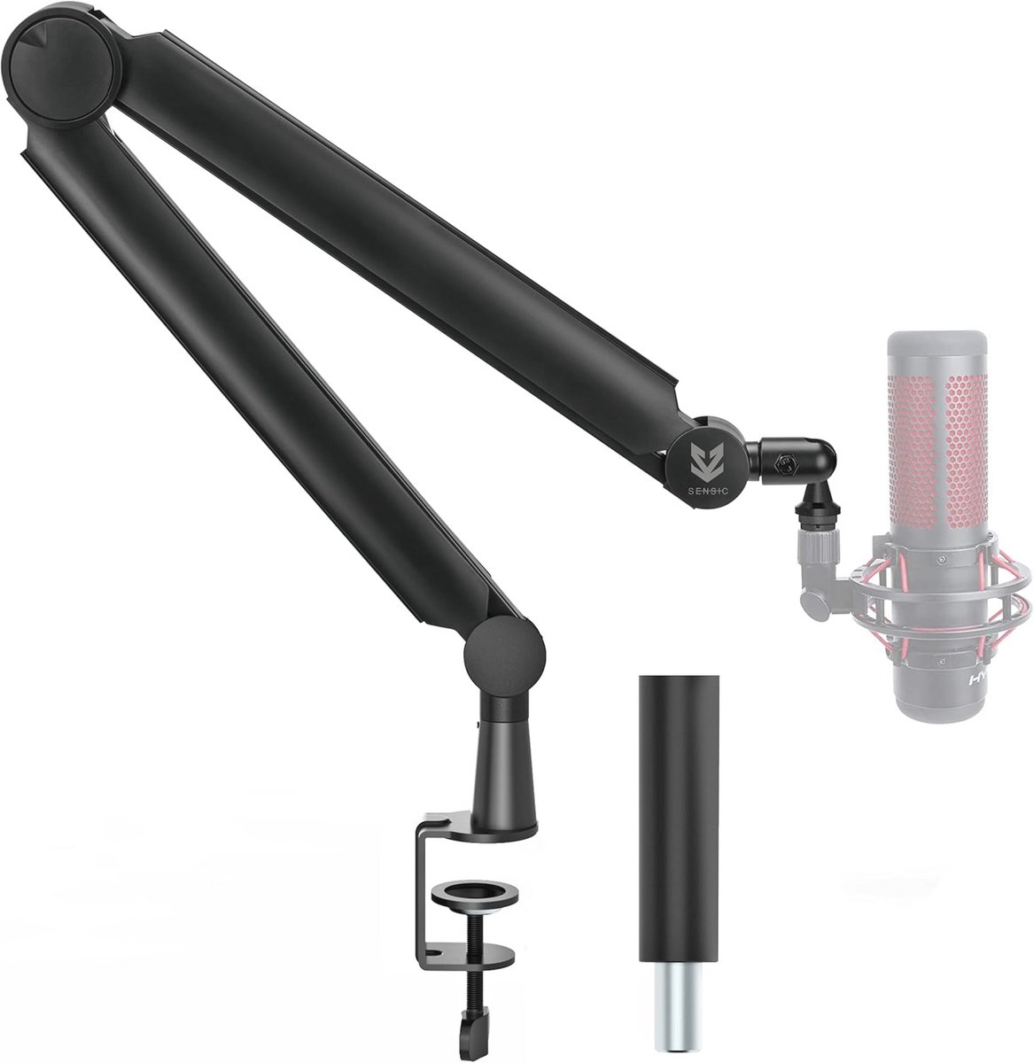 Microfoon Boom Arm met 360° Rotatie en 6" Riser - Professionele Microfoonstandaard met Adapters