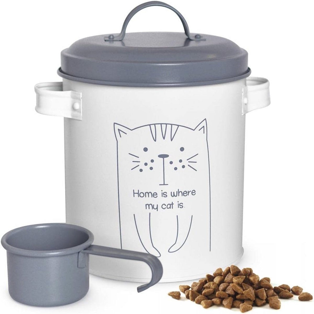 Droogvoederdoos met deksel en lepel - Voederopslag voor Katten