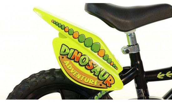 Dino Bikes Kinderfiets 12 inch dinosaurus - Kinderfiets Zijwieltjes - Jongensfiets - Zwart — afbeelding 4