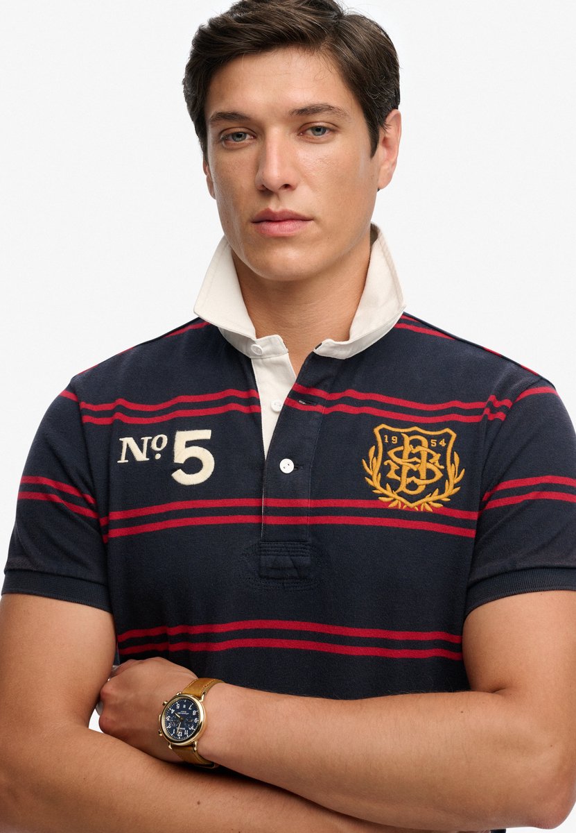 Superdry Double Emblem Rugby Korte Mouw Poloshirt 3XL Man Marineblauw