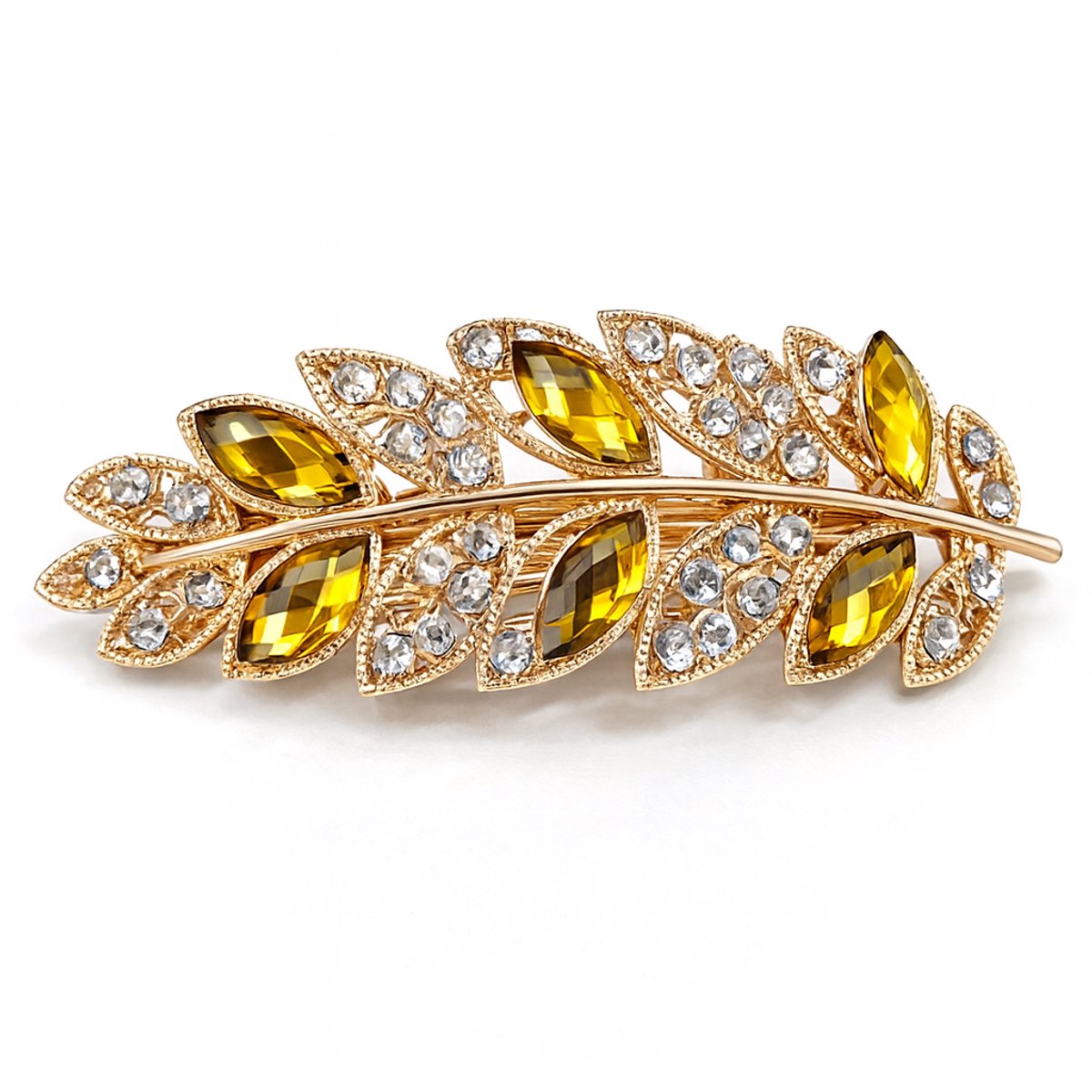 Haarklem - Haarclip - Haarspeld - Haarklemmen - Haarsieraad - Haar accessoires - Dames - Goud - Strass - 8 x 5 cm - Cadeau Tip