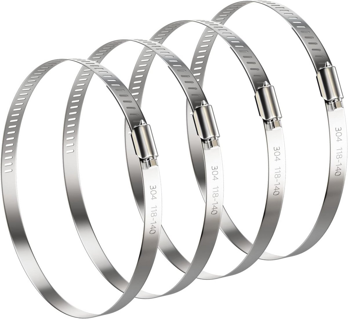 Verstelbare 5 Inch Slangklem 4 Pack - RVS Kanaalklem voor Droger en Ventilatie