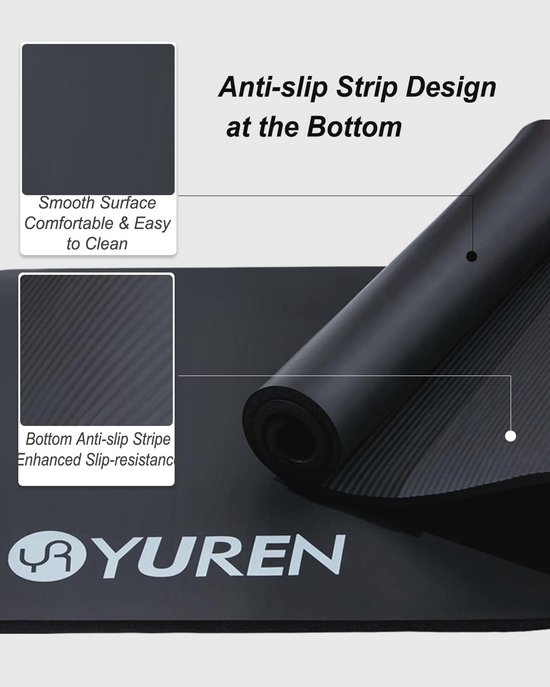 Dikke Yogamat 183×61cm - 15mm NBR Antislip Sportmat voor Yoga en Pilates met Tas — afbeelding 2