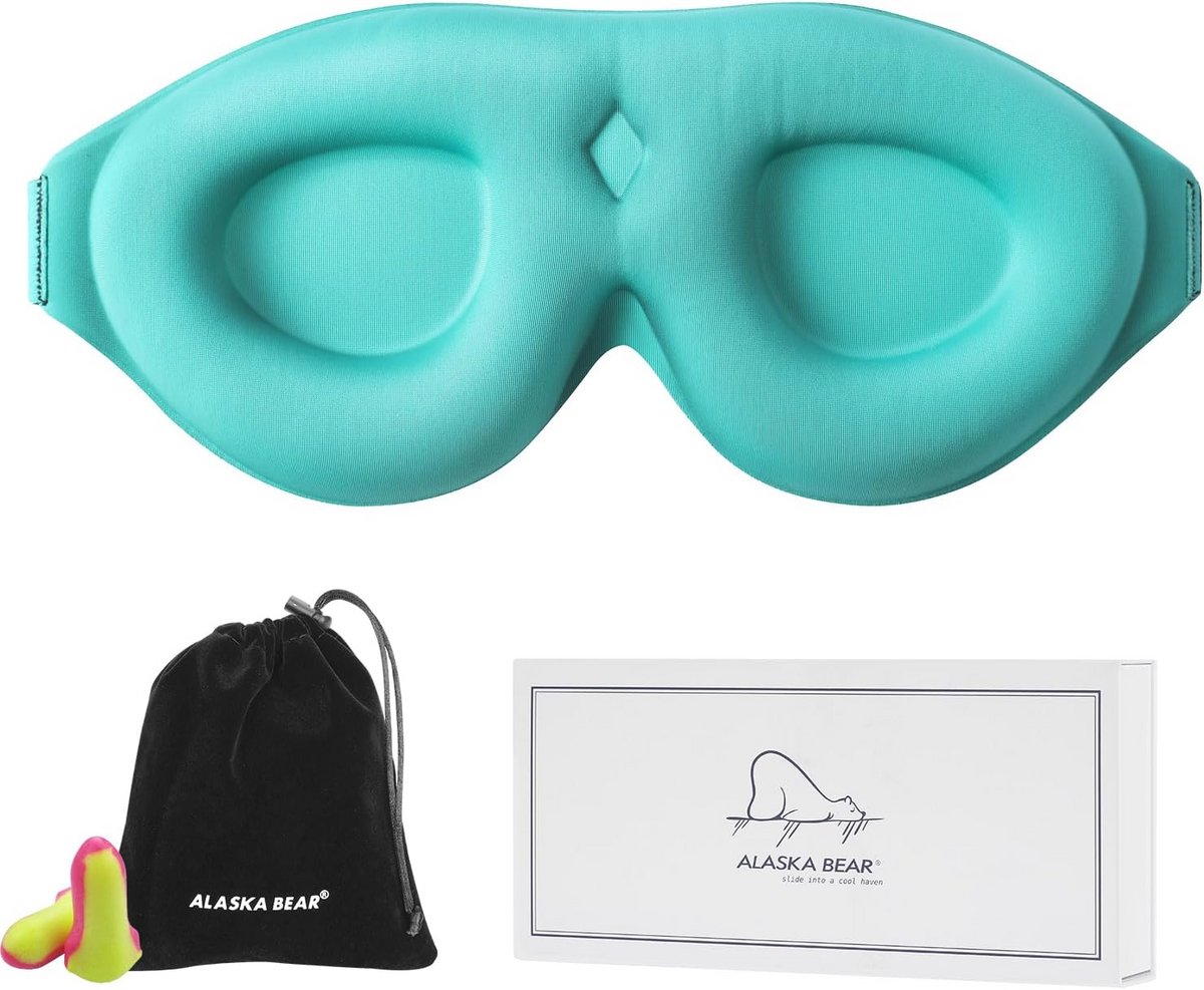 Verduisterend Slaapmasker - Oogmasker Lichtblokkerend - Diepe Slaap - Ergonomisch 3D Ontwerp - Inclusief Oordopjes - Blauw