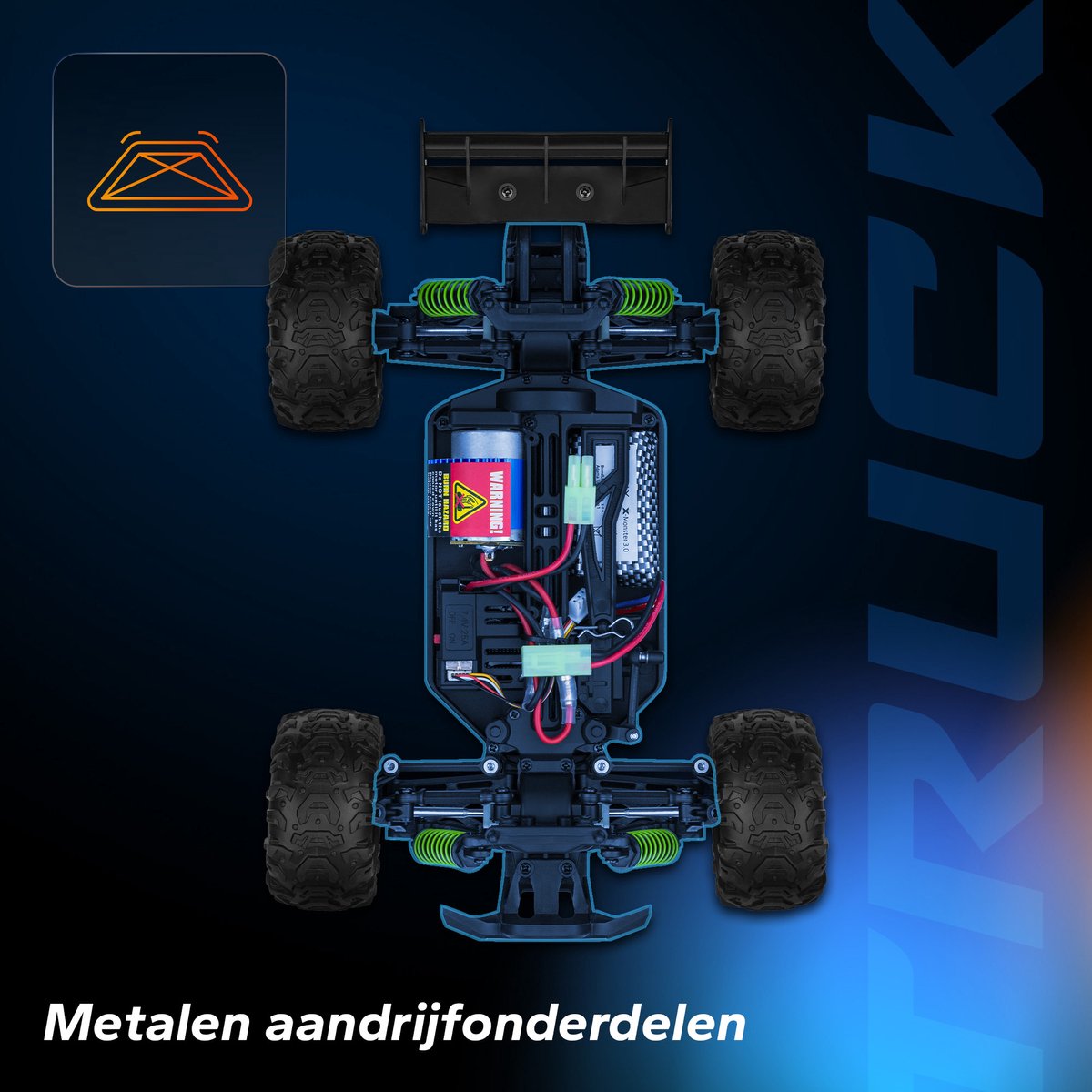 Overmax X-Monster 3.5 RC Auto – 4x4 – 1:18 Schaal – 30 km/h - Bereik 100 m – 2 Accu’s (40 min) – Extra Carrosserie – Offroad – TUV-gecertificeerd — afbeelding 15