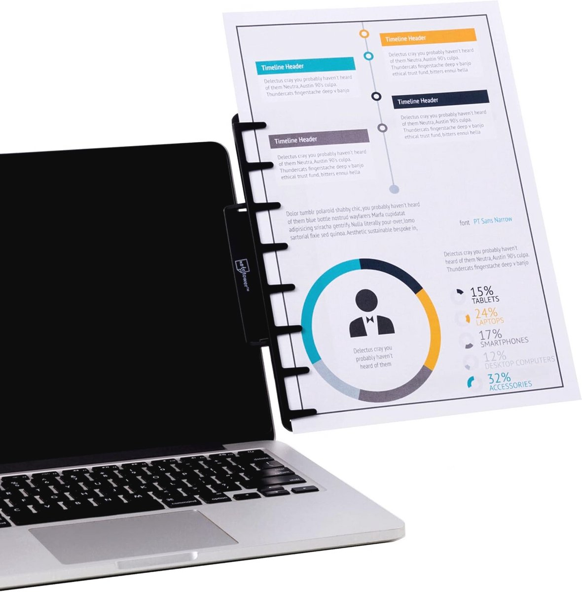Monitorhouder Zwart - Documenthouder & Sticky Notes Organizer voor een opgeruimde werkplek