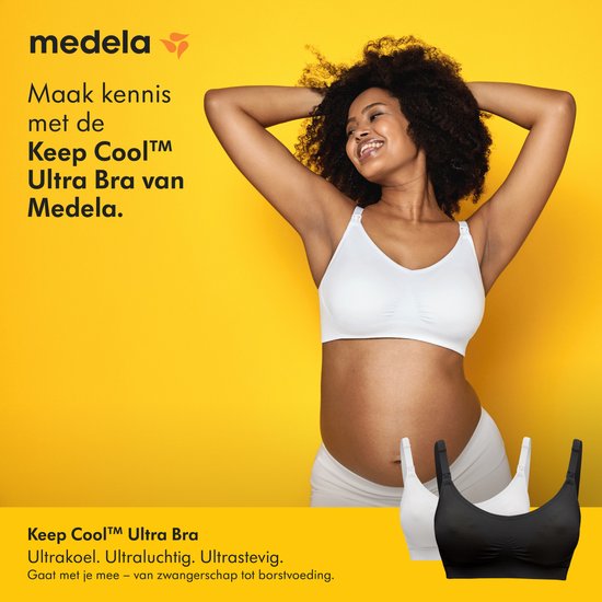 Medela Keep Cool Ultra bh - Naadloze voedingsbh - Zwangerschapsbh met 6 ademende zones - Soft Touchmateriaal – Comfortabel en ondersteunend - Zwart - Maat XL