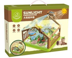 DIY Plantenkas Bouwpakket – Mini Kweekkas met Verlichting & Irrigatiesysteem – 6 Soorten Zaadjes – Incl. Potjes, Grond & Batterijen – Cadeau voor Kinderen & Volwassenen