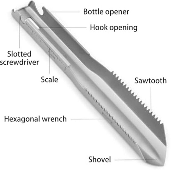 Titanium Hand Schop met Langer Handvat voor Outdoor Wandelen en Camping-Trekkinggereedschap . — afbeelding 4