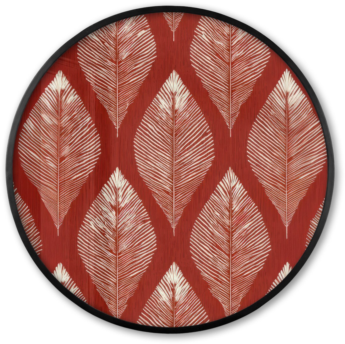 FrameYourWall Poster in lijst Rond - Fotolijst 80x80 cm - Posters - Bladeren - Rood - Elegant - Ronde posterlijst zwart - Decoratie - Wanddecoratie woonkamer - Muurdecoratie slaapkamer Multicolor