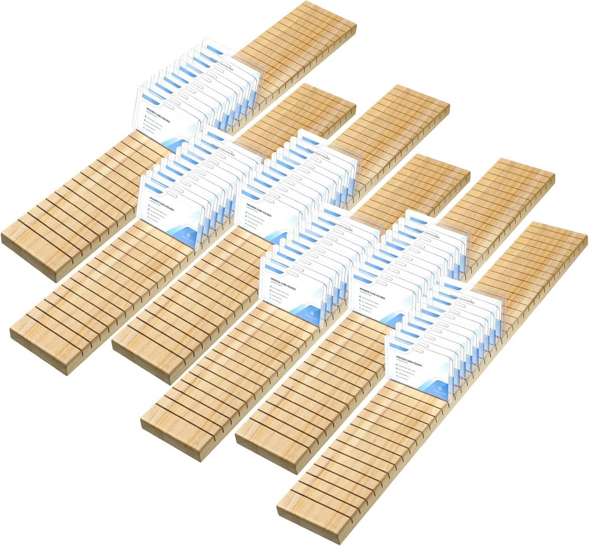 Houten naambadgehouder 6 stuks – ID-badgehouder organizer voor kantoor en evenementen