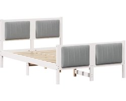 Tweepersoonsbed | Dubbelbed | Volwassenenbed | Bedframe Wit en lichtgrijs 120 x 200 cm Massief grenenhout