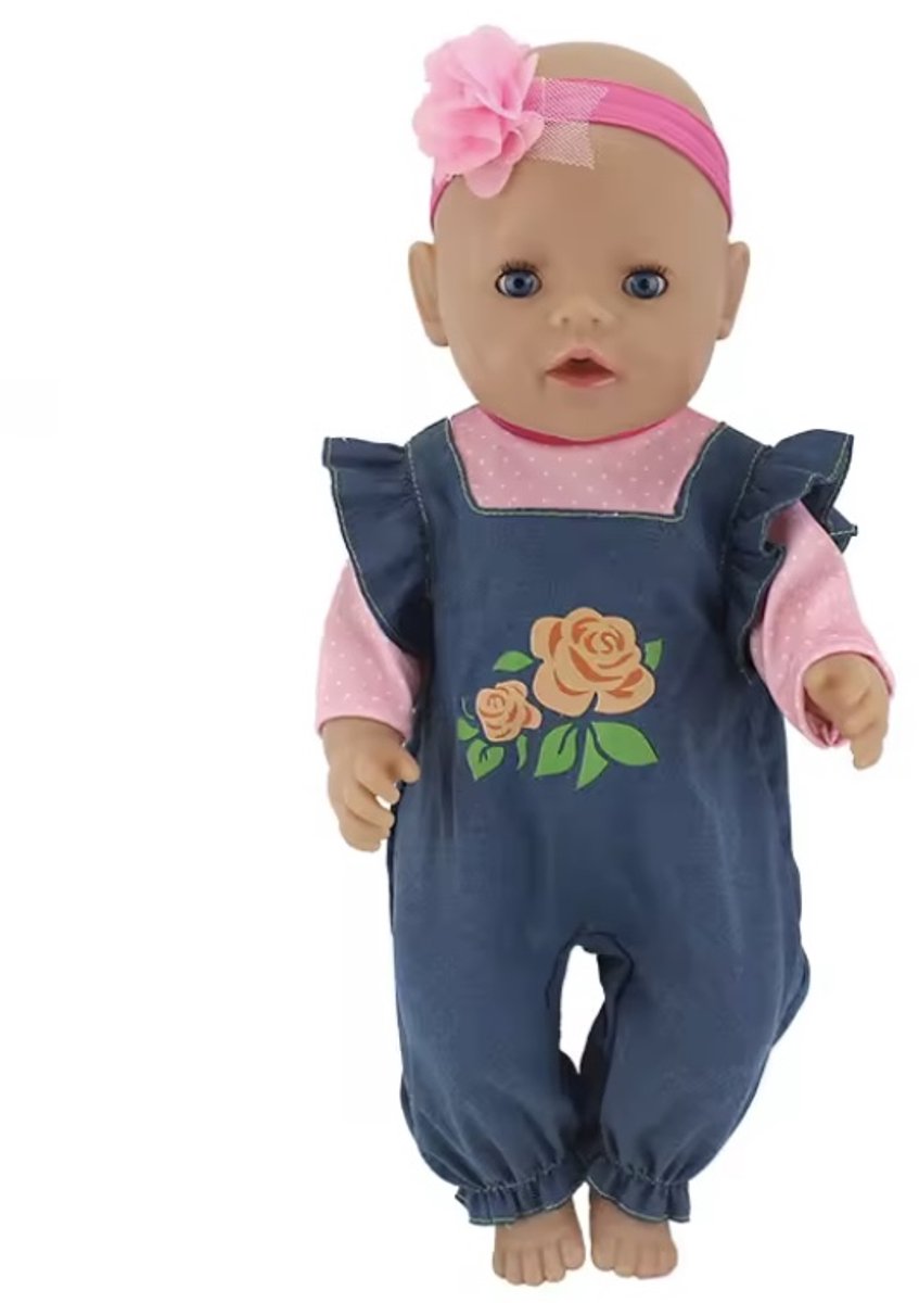 Roze Spijker Jumpsuit – Geschikt voor Baby Born – Kleertjes voor Babypoppen - Accessoire en Kleertjes voor je 36 + 43 cm Baby poppen