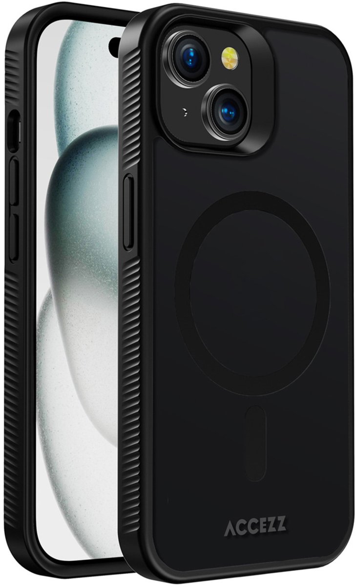 Accezz Hoesje Geschikt voor iPhone 15 Plus Hoesje - Accezz Rugged Frosted Backcover Geschikt voor MagSafe - Zwart