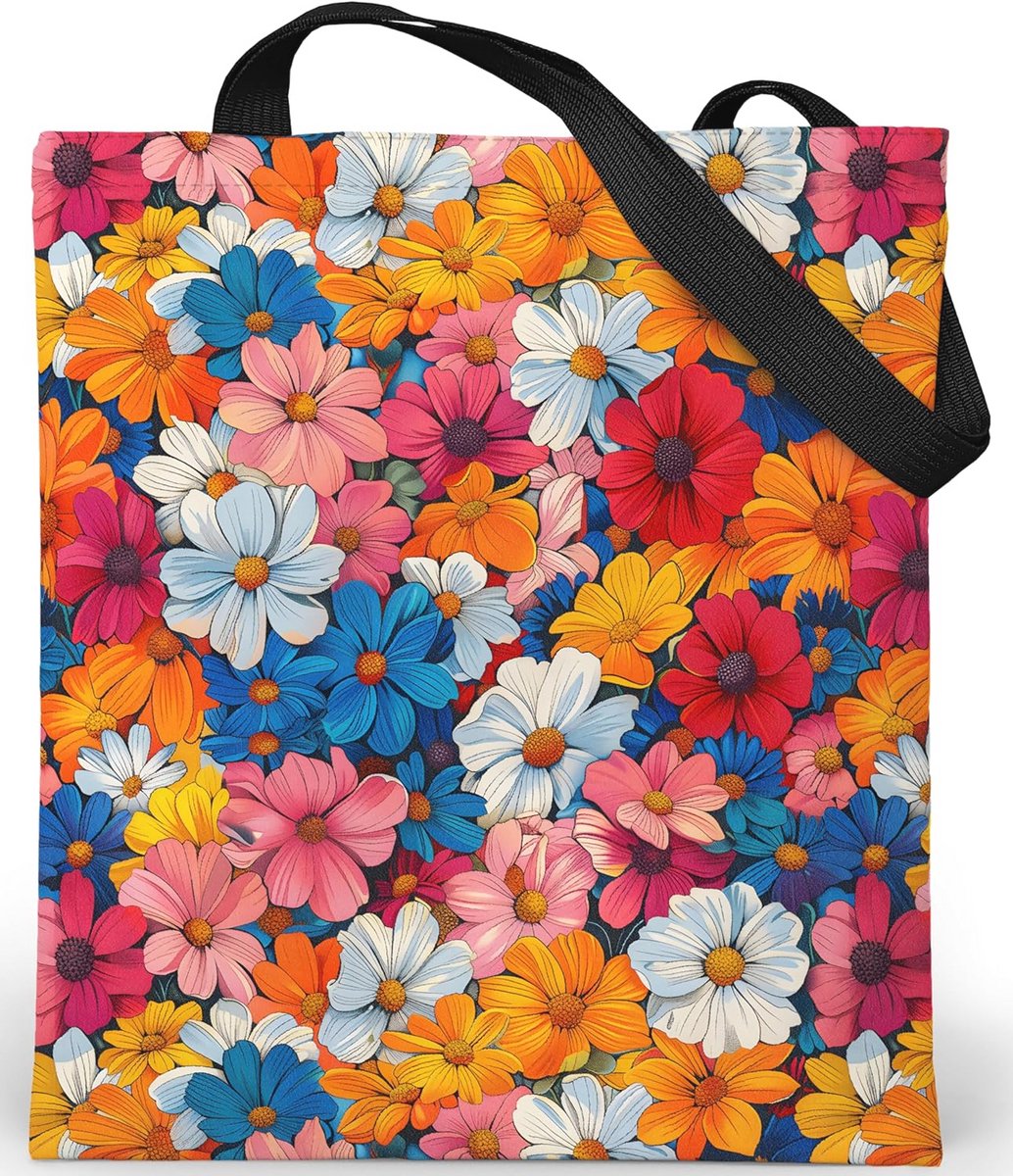Esthetische Tote Bag met Ritssluiting - Boodschappentas voor Dames - Canvas Schoudertas