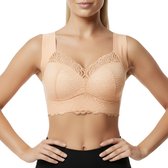 Comfortabele Push Up BH - Maat L - Beige - Comfort BH Zonder Beugel - Extra Comfortabele BH Met Push Up - Zwangerschaps Bh - Beugelloze Bh - Magic bra - Niet Voorgevormde BH