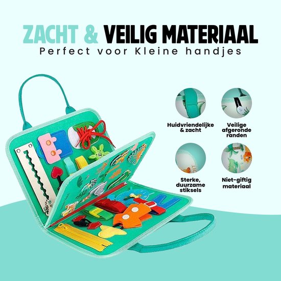 Kiddel Busy Board Dinosaurus - Montessori speelgoed & activiteitenboek - Educatief speelgoed 2 jaar - Motoriek & creatief spel van Merkloos — afbeelding 3