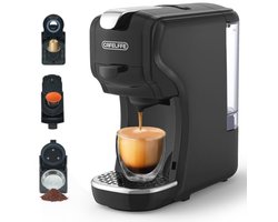 Koffiezetapparaat 3-in-1, 19 bar, Warm- en Koudzetmachine met 3 Bekerhouder-instellingen, 1450 W, 600 ml, Zwart