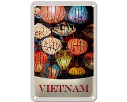 Blechschild Reise 12x18cm Vietnam Asien bunte Laterne Kultur Schild