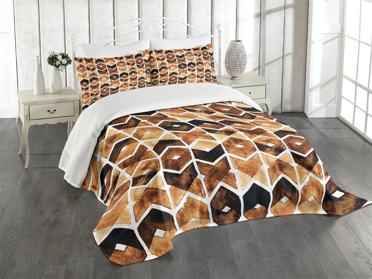 Abakuhaus Aquarell bedspreid – tribale chevron-lijnen, gequilt – 264x220 cm