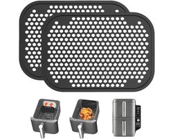 Herbruikbare spatbescherming roosters voor airfryer - 2 stuks, 13 x 9,2 cm, zwart